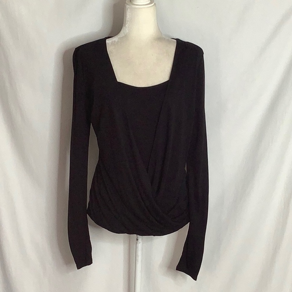 Old Navy Black Layered Wrap Rayon Top Size S